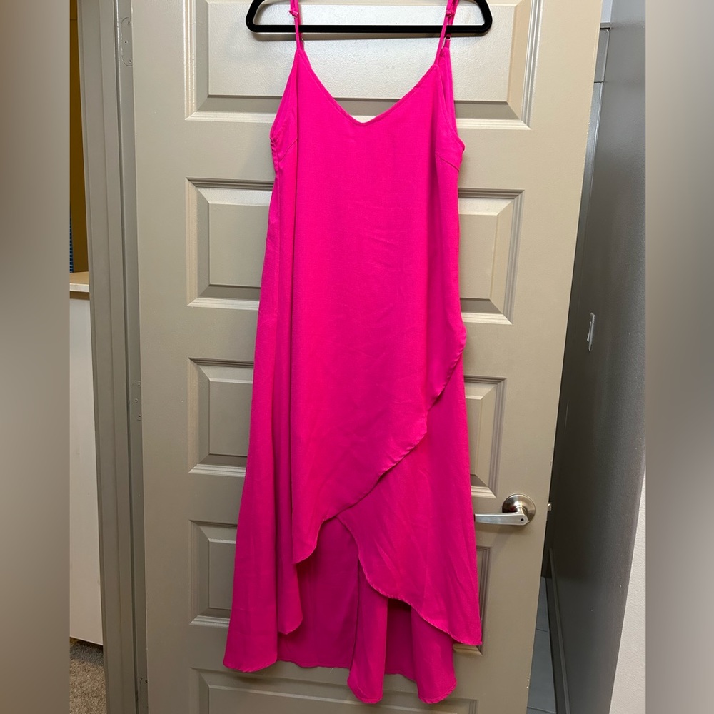 Lulu's Vibrant Pink Midi Dress - Picture 2 of 6